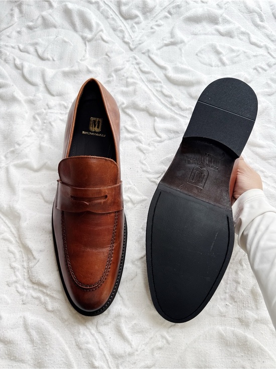 Bruno Magli Cosmo Cognac Leather Penny Loafers Size 11 main image 6